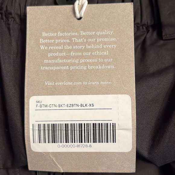 Everlane The Easy Button Front Skirt 100% Cotton in black Size XS NWT - Picture 10 of 13
